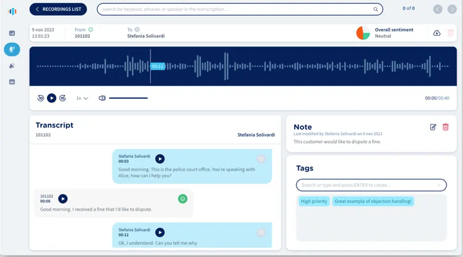 Voice Analytics sentiment analysis